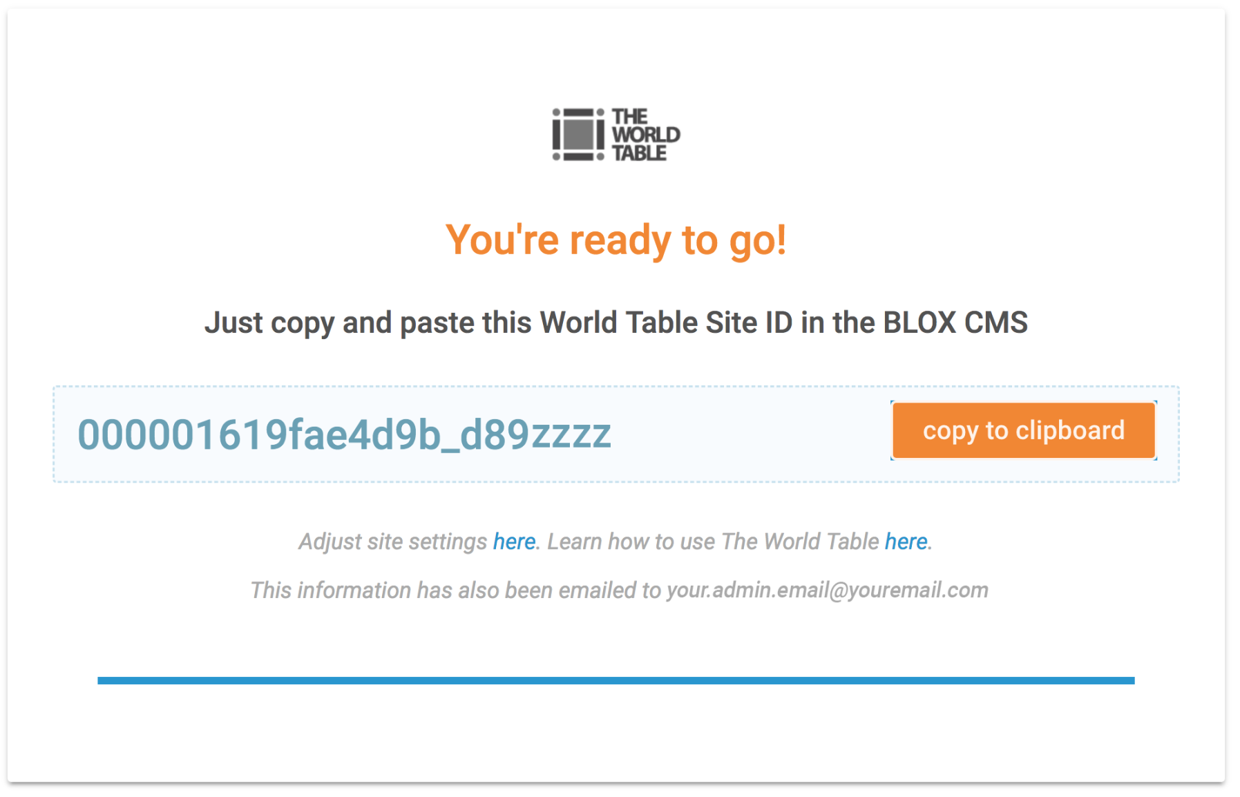 Site ID on The World Table provisioning site